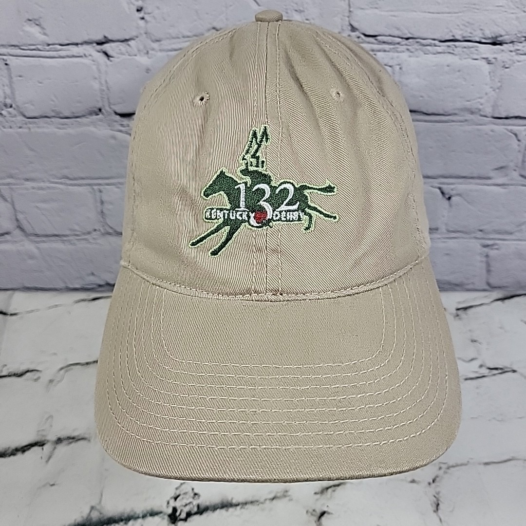 The Game 132 Kentucky Derby Hat Tan Strapback Equestrian Horse Logo Cap New Flaw